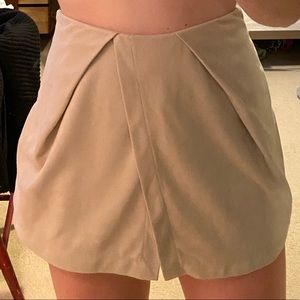 Cream Suede Split Flap Skort